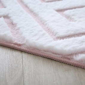 Dywan pluszowy 3D Vision biało-różowy 200 cm x 290 cm