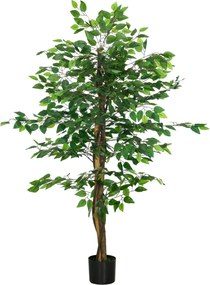 HOMCOM Sztuczny Ficus w Doniczce, Naturalny Wygląd, 150 cm Wysokości, Zielony