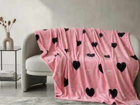 Mikropluszowy koc CORAZON, różowy Rozmiar: 200 x 220 cm