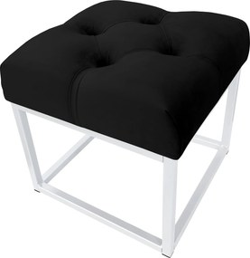 Pufa CHESTERFIELD tkanina Welur loft ławka podnóżek metal : Kolor Stelaża - Biały, Kolor tkaniny - VELVET - MG19, Typ tkaniny - Velvet