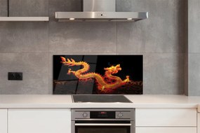 Szklany Panel Majestatyczny Złoty Smok