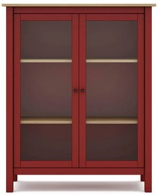 Czerwono-naturalna witryna z drewna sosnowego 90x110 cm Misti – Marckeric