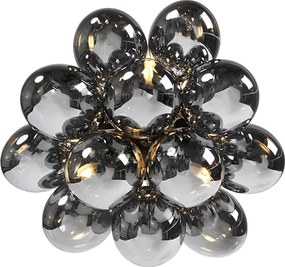 Designerska lampa sufitowa czarna z przydymionym szkłem 3-światła - Uvas