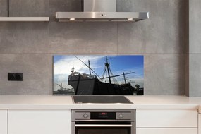 Szklany Panel Sylwetka Statku pod Niebem