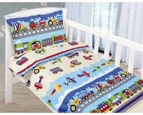 Bellatex Bawełniana pościel do łóżeczka BeataAirplane niebieska, 100 x 135, 45 x 60 cm