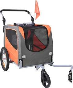 Przyczepa Rowerowa 2 w 1, SucceBuy Przyczepa dla Zwierząt i Wózek, Ładowność 30 kg dla Psów i Kotów, Wodoodporna
