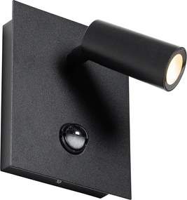 Lampa ścienna zewnętrzna czarna z wbudowanym LED IP54 czujnik ruchu - Simon