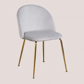 Krzesło Jadalniane Z Aksamitu Kana Design Perłowoszary & Złoto - Sklum