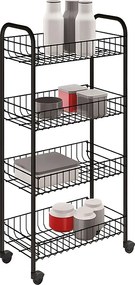 Półka Multifunkcyjna 4 Półki PISA BLACK Metaltex 41x23x84 cm