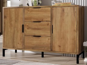 Kredens z regulowanymi półkami - 2 drzwi i 3 szuflady - Ciemny dąb
