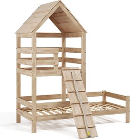 Łóżko domowe naturalne drewno 208x108x235 teddy
