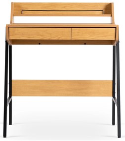 Małe Loftowe Biurko z Szufladami PERI 77 cm Dąb/Czarne Nowoczesne
