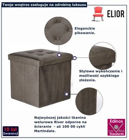 Aksamitna tapicerowana brązowa pufa F0-B85