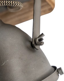 Industrialny inteligentny reflektor szary z drewnem z 2 WiFi GU10 - Emado