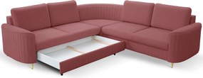 Masseno Narożnik VELA z funkcją spania i pojemnikiem na pościel Narozniki L, Rozkładana sofa - Bordowy, CASTEL 59