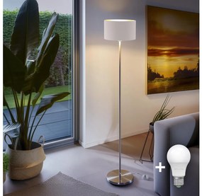 Eglo - LED  Lampa podłogowa TUNJA 1xE27/60W/230V matowy chrom/biała