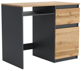 Biurko komputerowe młodzieżowe szkolne 90 cm REMI1 Antracyt/Dąb Wotan