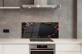 Panel szklany do Kuchni Świąteczne Słodycze i Bombki