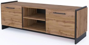 Nowoczesna szafka RTV dąb wotan + czarny F7-G12