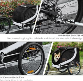 PawHut przyczepa rowerowa dla psów z uniwersalnym sprzęgłem stalowa biały+czarny