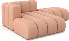 Szezlong z pufą Grand, tkanina Salvador, Różowy, Lewy