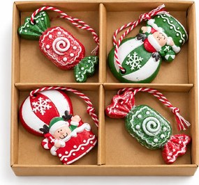 Zestaw 4 szt. ozdób świątecznych CANDY ELF 6 cm