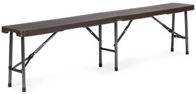 Zestaw bankietowy imitacja drewna - stół cateringowy 180 cm i 2 ławki Party, brązowy