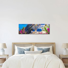 Obraz - Santorini, Grecja (z zegarem) (90x30 cm)
