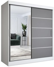Szafa przesuwna ubraniowa 180 cm biel + antracyt - Ebia 5X