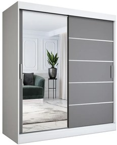Szafa przesuwna ubraniowa 180 cm biel + antracyt G8-L27