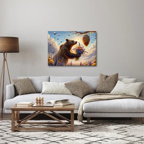 Obraz - Niedźwiedź i pszczoły (70x50 cm)