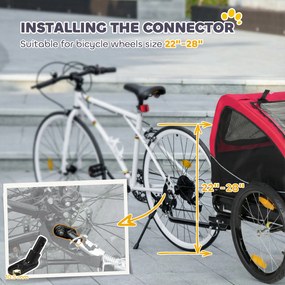 PawHut Przyczepka rowerowa składana z odblaskami oknami z siatki kołami drzwiami i chorągiewką, do 20 kg, 138x70x89 cm, czerwona | Aosom PL