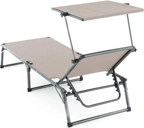 Leżak składany DIVERO z dachem XXL, szary