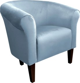 Fotel Milo tkanina Welur wygodny fotel tapicerowany do salonu i sypialni : Kolor nogi - Venge, Kolor tkaniny - VELVET - BL06, Wysokość nogi - 20 cm