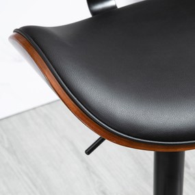 HOMCOM zestaw 2 krzeseł barowych, regulowany na wysokość kuchenny taboret z czarnego skóropodobnego materiału