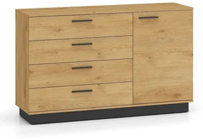 Komoda BRONX 1D4S 138cm dąb/czarna ML MEBLE