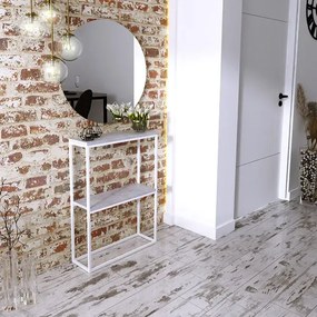 Nowoczesna konsola z półkami biały + beton - Carello 5X