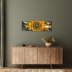 Obraz - Jesienne kwiaty (z zegarem) (90x30 cm)