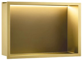 PÓŁKA WNĘKOWA ŁAZIENKOWA LED 30x45 złota szczotkowana