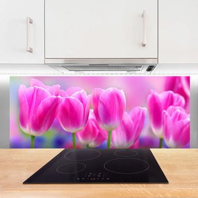 Panel Szklany do Kuchni Wiosenne Tulipany W Rozkwicie