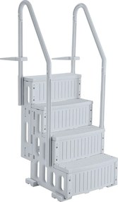 Drabinka Basenowa SucceBuy z 4 Stopniami, Szara, 2 Poręcze, Udźwig 181,4 kg do Basenów o Wysokości 122–137 cm