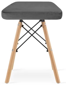 Taboret WERK - szary aksamit / nogi naturalne x 1