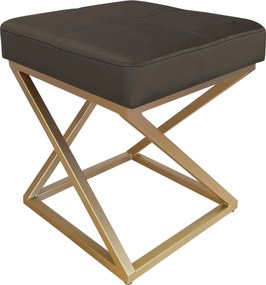 Pufa ZOA tkanina Welur loft ławka podnóżek metal : Kolor Stelaża - Złoty, Kolor tkaniny - VELVET - MG05, Typ tkaniny - Velvet