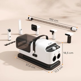 PawHut Suszarka-dmuchawa 5-w-1 600W Suszarka dla zwierząt z regulowaną prędkością powietrza i temperaturą 37,6x17,5x18,5 cm Biały | Aosom PL