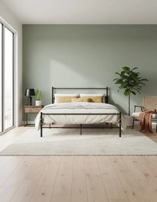 Czarne Dwuosobowe Łóżko Metalowe 160X200 Cm T2-D79