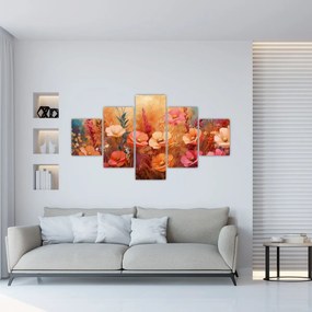 Obraz - Kwiaty łąkowe, malarstwo (125x70 cm)
