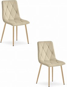 Krzesło Valora TYRA, jasnobeżowe, aksamitne, nogi w kolorze drewna x2