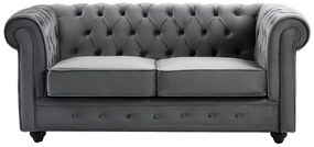 Kanapa 2-osobowa z weluru antracytowego CHESTERFIELD