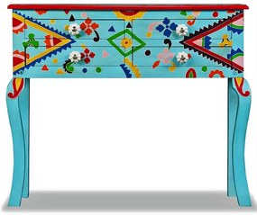 Niebieska drewniana konsola do salonu S9-K91