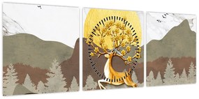 Obraz jelenia (z zegarem) (90x30 cm)